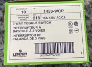 LEVITON 3 Way Toggle Switch WHITE 1453-WCP - 10 In Box
