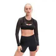 Womens Mesh Long Sleeve Crop Top