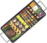 Electric BBQ Grill Outdoor & Indoor 1500W Non-Stick Table Top Griddle with Adjustable Temperature, Smokeless Teppanyaki Hot Plate for 4–6 People,67 * 29CM,Black