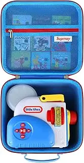 Hard Carrying Case for Little Tikes Story Dream Machine Starter Set, Toys Storage Holder for Little Tikes with Zipper Mesh Pocket fit Many Story Collection, Storytime/Little Golden Book, Blue