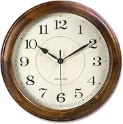 Kesin Wall Clock Wood 14 Inch Silent Wall Clocks Large Decorative Battery Operated Non Ticking Analog Retro Clock for Living Room, Kitchen, Bedroom