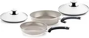 [Fissler] Ceratal Comfort & Classic 4-Piece Aluminium Frying Pan, Ceramic Coated (24 + 28 cm) + 2 Free Glass Lids, Non-Stick Frying Pan - Induction