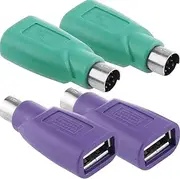DKARDU PS/2 to USB A Adapter, 4 Pack, Male to Female Keyboard Adapter, PS2 Jack to USB A Plug, Mouse and Keyboard, Replacement, NR-US-334A