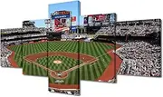 5 Panel Baseball Stadium Canvas Prints Citi Field Wall Art Paintings Sports Posters Stretched Pictures for Living Room New York Modern Home Decor Framed Wall Art Decorations Ready to Hang, 50" Wx24 H