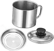 DONFAMDS Stainless Steel Oil Filter Pot with Leakproof Lid Large Capacity Strainer for Kitchen Oil Storage and Filtration Splashproof Grease Container for Safe Cooking