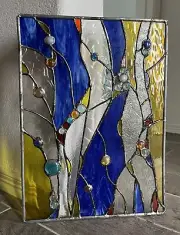 Stained Glass Window Abstract Suncatcher Panel OOAK