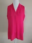 NWT JONES & CO Women's Blouse Top Sleeveless V-Neck Pink Color High-Low.Size L