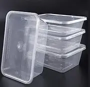 100 SETS Takeaway Containers Take away Food Disposable Plastic 500mL/ 600mL /750mL /1000mL Takeaway, Food Packaging, Restaurant (750ml)