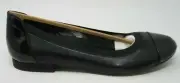 NATURALIZER WOMEN'S THERESE, BLACK LEATHER SHINY CAP TOE FLATS SHOES SIZE 7/N
