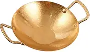 TIDTALEO Double Handle Stainless Steel Wok Hammered Cooking Pot for Home and Camping Non Stick Surface Design for Even Heat Distribution for Ramen and Stir Fry Cooking