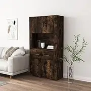 Highboard Smoked Oak Engineered Wood,Buffets & Sideboards-3185372