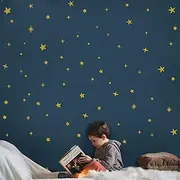 Gold Stars Wall Decals 300pcs Metallic Stars Stickers Sparkle Removable Peel and Stick for Nursery Art Fairy Room Decor Girls Bedroom
