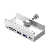 Clip 6-Port USB 3.0 Hub Clamp Adapter Aluminum USB Splitter for iMac/Laptop/PC