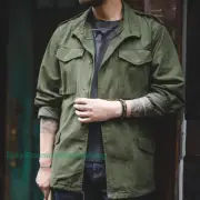 Vintage Men's M65 Field Jacket Army Green Windbreaker Military Retro Coat Casual