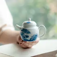 在飛比找蝦皮商城精選優惠-滿彩荷花陶瓷茶壺【化雲】單個家用創意小品壺帶過濾功夫茶壺