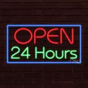 NEW "OPEN 24 HOURS" w/BORDER 33x18x1 INCH LED FLEX WINDOW/WALL INDOOR SIGN 30416