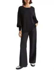[Seed Heritage] Twill Billow Blouse in Black