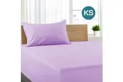 King Single Size Lilac Color Poly Cotton Fitted Sheet + Pillowcase