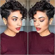 Wigs Curly Lace Part Wig Short Human Hair Wigs for Black Women Blond Brown Part Highlights Wig with Bangs Wig Headgear Easy to Clean