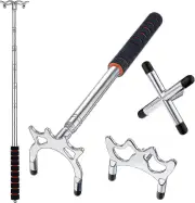 Retractable Billiard Cue Stick Bridge Holder Accessories With 3pcs Removable Brass Head, Pool For Table_Tue Silver