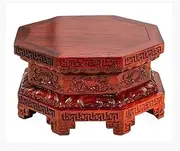 Vase Base Redwood Flower Potted Octagonal Plant Stand Wooden Plant Bonsai Holder(Medium)