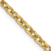 14K Yellow Gold 20 inch 3.2mm Round Open Link Cable with Lobster Clasp Chain Necklace