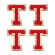 4Pcs Chenille Letter Patches Iron on Letter Patches Red T Alphabet Decorative