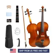 Handmade 4/4 Full Size Acoustic Violin Kit 4 String Student Beginners Case,Bow
