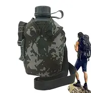 GkgWuxf Army Water Bottle | Camping Hiking Hydration Canteens With Camouflage Cover - 1L Filtration Supplies With Strap, Hiking Hydration Flasks, Insulated Beverage Containers For Hiking