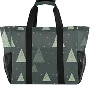 [sanluoli] Bags And Totes Collapsable Beach Tote Bag Waterproof with Handles Canvas Laundry Bag, Green Christmas Tree Simple Abstract, 1 size