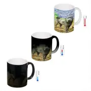 Blue Shar Pei Fall Leaves Coffee Mug Color Changing Heat Morph Black