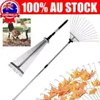 Telescopic Rake Garden Grass Leaf Rake 15 Teeth Extendable Garden Metal Hand Too