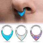 1PCS Surgical Stainless Steel 8mm Opal Segment Nose Rings Cartilage Clicker