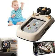 Steering Wheel Toy, Racing Car Toy with Steering Wheel, Driving Simulator, Interactive Race Car Toy, Driving Racing Car Game with Sound, Simulation Driving Car Toy Steering Wheel for Kid Boys (Beige)