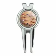 Horses Wild Running Pattern Golf Divot Repair Tool and Ball Marker