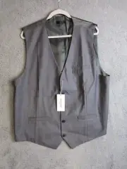 ZEROYAA Vest Mens XXL Hipster Button Up Sleeveless Pockets Gray NWT Urban Tuxedo