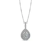0.75 CT. T.W. Natural Diamond Double Frame Teardrop Pendant 10K White Gold