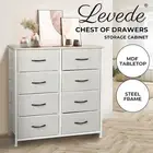 Levede Chest of Drawers Storage Cabinet Tower Dresser Tallboy 8 Drawer Beige