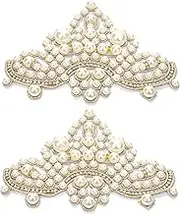 jojofuny 2pcs Pearl Applique Patches for DIY Clothing Delicate Shoe Decor Handmade Beaded Embellishments for Wedding and Accessories Stylish Garment Embellishments