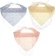 [OATIPHO] 3 Pcs Triangle Turban Hair Scarf Women Bandana Women Triangle Bandana Hair Scarf Headband Lace Hair Scarf