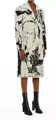 ALEXANDER MCQUEEN WILLIAM BLAKE DANTE PATTERNED JACQUARD BOXY COAT Sz. 40IT/4US