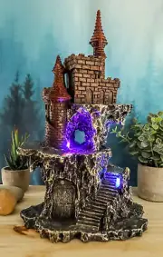 Ebros Castle Tower by Rocky Cliff Display Statue with Color LED Light 13.25" H