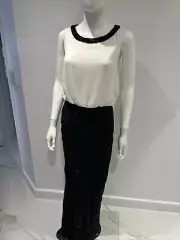 Aidan Mattox Long Dress Ivory Black 6