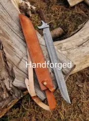 Handmade Damascus Steel Sword, Short Sword Battle Ready Sword with Sheath