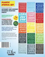 Alphabet and Number Plastic Stencil Set for Children (8x10 inches) 15 Pack