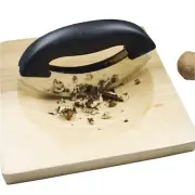 Mezzaluna Chopper and Cutting Board Set - Rocker Knife for One-Handed Cutting...
