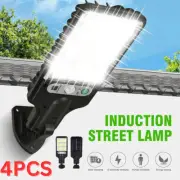 4x Solar Street LED Light Motion Sensor Remote Outdoor Garden Yard Flood Lamp