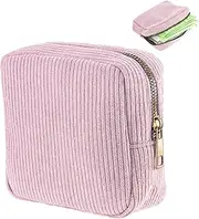[JIEYAO] Tampon Storage Tampon, Sanitary Napkin Made of Corduroy, Small Cosmetic Bag, Mini Toiletry Bag, Soft Storage Bag, Period Bag, Portable Makeup Bag for Women and Girls (Pink), Pink