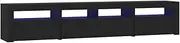 vidaXL TV Cabinet with LED Lights Living Room Furniture Entertainment Centre Stand TV Console Media Unit HiFi Cabinet Sideboard Black