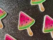 5pc. Watermelon Ice Cream, Planar, Resin Popsicle, Flatback, Cabochon
